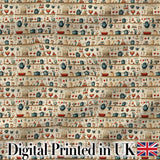 Vintage Kitchen Herbs Fruits Cooking Items Seamless Pattern Digital Print Fabric by the Metre UK Sewing Quilting Textile