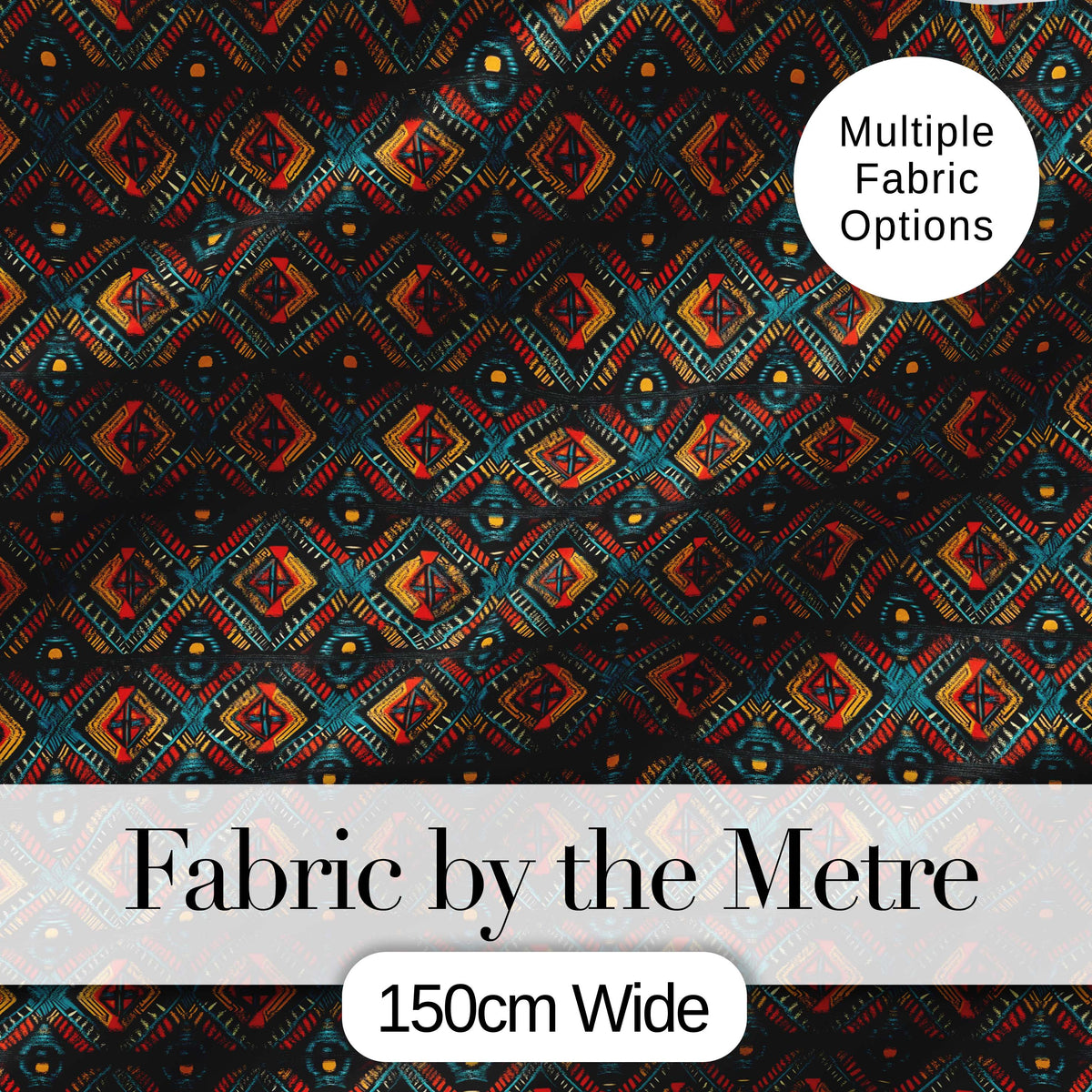 African Tribal Geometric Diamond Pattern Seamless Pattern Digital Print Fabric by the Metre UK Sewing Quilting Textile