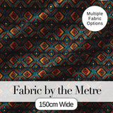 African Tribal Geometric Diamond Pattern Seamless Pattern Digital Print Fabric by the Metre UK Sewing Quilting Textile