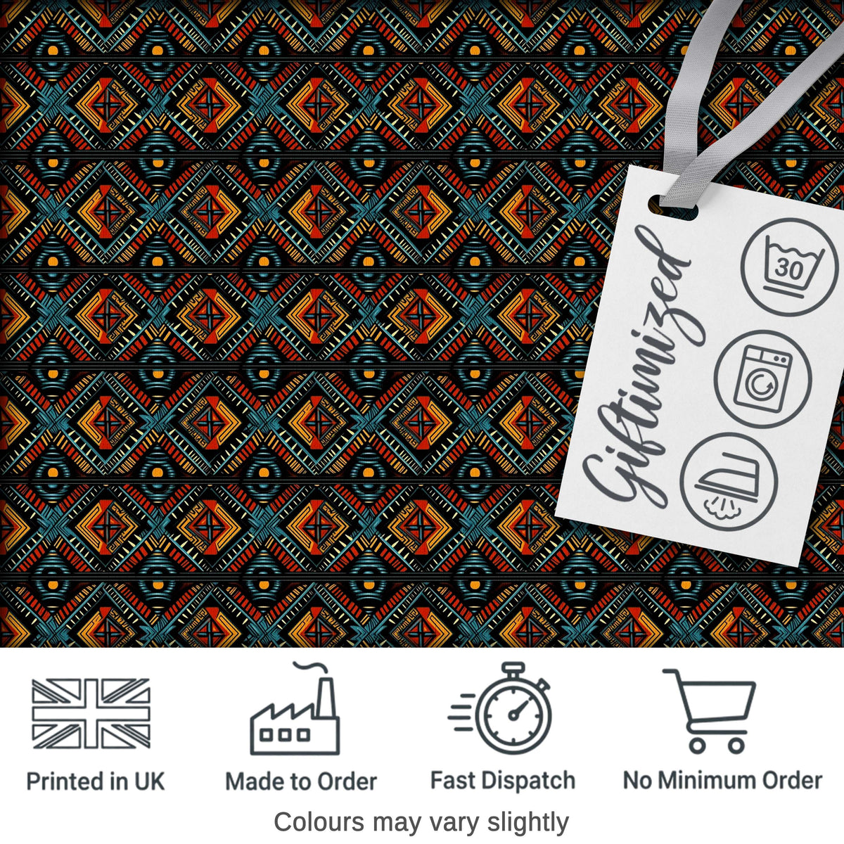 African Tribal Geometric Diamond Pattern Seamless Pattern Digital Print Fabric by the Metre UK Sewing Quilting Textile