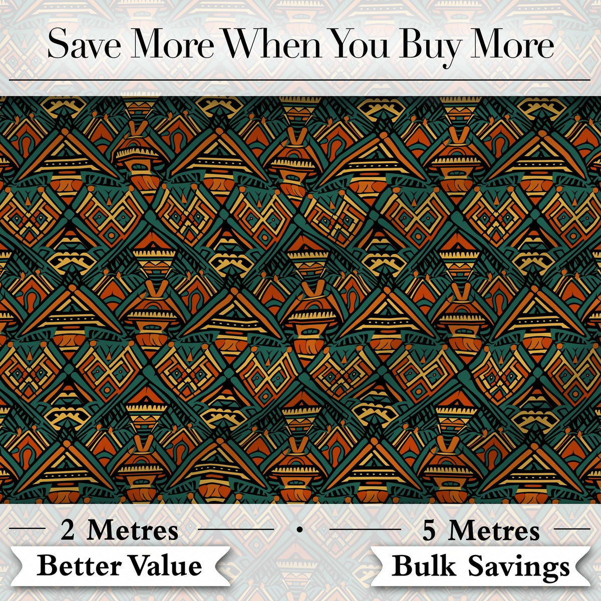 African Tribal Abstract Shapes Pattern Seamless Pattern Digital Print Fabric by the Metre UK Sewing Quilting Textile