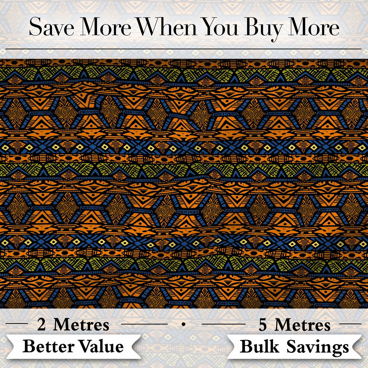 African Tribal Stripe Geometric Pattern Seamless Pattern Digital Print Fabric by the Metre UK Sewing Quilting Textile