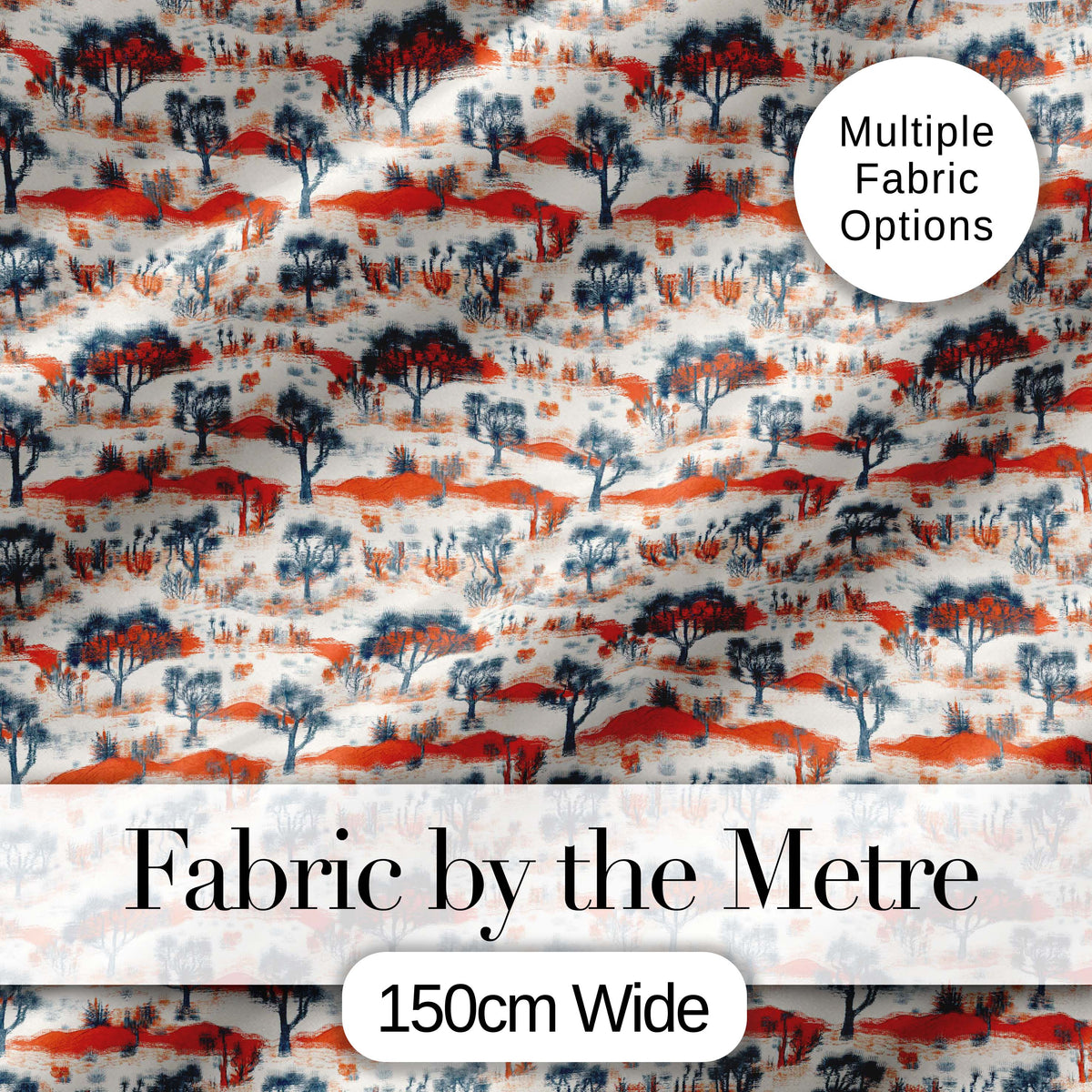 Desert Botanical Trees Scenic Pattern Seamless Pattern Digital Print Fabric by the Metre UK Sewing Quilting Textile