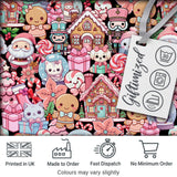 Cute Kawaii Christmas Gingerbread Candy Santa Gift Seamless Pattern Digital Print Fabric by the Metre UK Sewing Quilting Textile