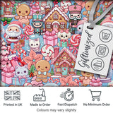 Cute Kawaii Christmas Gingerbread Snowman Candy Gift Seamless Pattern Digital Print Fabric by the Metre UK Sewing Quilting Textile