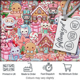 Cute Kawaii Christmas Gingerbread Reindeer Candy Gift Seamless Pattern Digital Print Fabric by the Metre UK Sewing Quilting Textile
