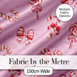 Cute Christmas Candy Cane Ribbon Bow Pastel Pink Seamless Pattern Digital Print Fabric by the Metre UK Sewing Quilting Textile