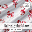 Cute Christmas Candy Cane Ribbon Bow Light Grey Seamless Pattern Digital Print Fabric by the Metre UK Sewing Quilting Textile