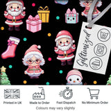 Cute Kawaii Santa Snowman Gift Characters Black Seamless Pattern Digital Print Fabric by the Metre UK Sewing Quilting Textile
