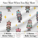 Cute Nutcracker Soldiers Light Grey Background Seamless Pattern Digital Print Fabric by the Metre UK Sewing Quilting Textile