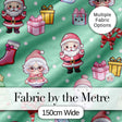 Cute Santa Snowman Gifts Candy Cane Mint Background Seamless Pattern Digital Print Fabric by the Metre UK Sewing Quilting Textile