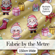Cute Santa Snowman Gifts Candy Cane Gold Background Seamless Pattern Digital Print Fabric by the Metre UK Sewing Quilting Textile