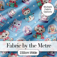 Cute Cute Kittens Puppies Snow Globes Blue Background Seamless Pattern Digital Print Fabric by the Metre UK Sewing Quilting Textile