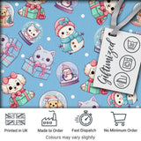 Cute Cute Kittens Puppies Snow Globes Blue Background Seamless Pattern Digital Print Fabric by the Metre UK Sewing Quilting Textile