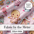 Cute Gingerbread Candy House Sweets Pink Background Seamless Pattern Digital Print Fabric by the Metre UK Sewing Quilting Textile