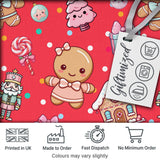 Cute Gingerbread Girl Candy House Sweets Red Background Seamless Pattern Digital Print Fabric by the Metre UK Sewing Quilting Textile