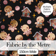 Cute Gingerbread Cookies Candy Stars Black Background Seamless Pattern Digital Print Fabric by the Metre UK Sewing Quilting Textile