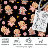 Cute Gingerbread Cookies Candy Stars Black Background Seamless Pattern Digital Print Fabric by the Metre UK Sewing Quilting Textile
