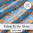 Cute Gingerbread Cookies Candy House Sweets Blue Background Seamless Pattern Digital Print Fabric by the Metre UK Sewing Quilting Textile