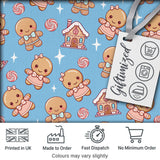 Cute Gingerbread Cookies Candy House Sweets Blue Background Seamless Pattern Digital Print Fabric by the Metre UK Sewing Quilting Textile