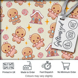 Cute Gingerbread Cookies Candy House Sweets Cream Background Seamless Pattern Digital Print Fabric by the Metre UK Sewing Quilting Textile