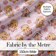 Gingerbread Cookies Candy House Sweets Blush Pink Background Seamless Pattern Digital Print Fabric by the Metre UK Sewing Quilting Textile