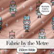 Nutcracker Soldiers Pastel Christmas  Seamless Pattern Peach Background Digital Print Fabric by the Metre UK Sewing Quilting Textile