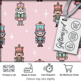 Nutcracker Soldiers Pastel Christmas  Seamless Pattern Pink Background Digital Print Fabric by the Metre UK Sewing Quilting Textile