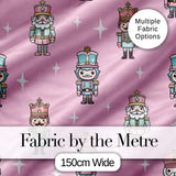 Nutcracker Soldiers Pastel Christmas  Seamless Pattern Rose Background Digital Print Fabric by the Metre UK Sewing Quilting Textile