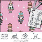 Nutcracker Soldiers Pastel Christmas  Seamless Pattern Rose Background Digital Print Fabric by the Metre UK Sewing Quilting Textile