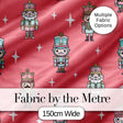 Pastel Nutcracker Soldiers Christmas  Seamless Pattern Coral Background Digital Print Fabric by the Metre UK Sewing Quilting Textile