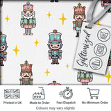 Pastel Nutcracker Soldiers Christmas  Seamless Pattern White Star Background Digital Print Fabric by the Metre UK Sewing Quilting Textile