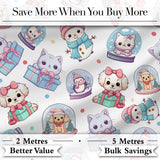 Cute Christmas Pets Snow Globe Snowman Gift Boxes Seamless Pattern Digital Print Fabric by the Metre UK Sewing Quilting Textile