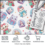 Cute Christmas Pets Snow Globe Snowman Gift Boxes Seamless Pattern Digital Print Fabric by the Metre UK Sewing Quilting Textile