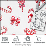 Cute Christmas Candy Cane and Ribbon Bow Sweet Treat Seamless Pattern Digital Print Fabric by the Metre UK Sewing Quilting Textile