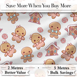 Cute Gingerbread Couple Candy Swirl Sweets Christmas Seamless Pattern Digital Print Fabric by the Metre UK Sewing Quilting Textile