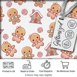 Cute Gingerbread Couple Candy Swirl Sweets Christmas Seamless Pattern Digital Print Fabric by the Metre UK Sewing Quilting Textile