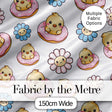 Cute Chick Donut Flower Kawaii Spring Sweet Seamless Pattern Digital Print Fabric by the Metre UK Sewing Quilting Textile