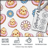 Cute Chick Donut Flower Kawaii Spring Sweet Seamless Pattern Digital Print Fabric by the Metre UK Sewing Quilting Textile
