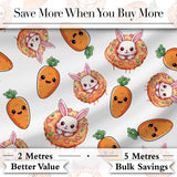 Cute Bunny Carrot Donut Kawaii Easter Sweet Seamless Pattern Digital Print Fabric by the Metre UK Sewing Quilting Textile