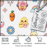 Cute Easter Chick Bunny Flower Fence Pastel Seamless Pattern Digital Print Fabric by the Metre UK Sewing Quilting Textile