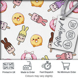 Cute Bunny Ice Cream Donut Dessert Sweet Kawaii Seamless Pattern Digital Print Fabric by the Metre UK Sewing Quilting Textile