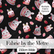 Cute Strawberry Bunny Macaron Dessert Kawaii Black Background Seamless Pattern Digital Print Fabric by the Metre UK Sewing Quilting Textile