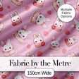 Strawberry Bunny Macaron Dessert Kawaii Blush Pink Background Seamless Pattern Digital Print Fabric by the Metre UK Sewing Quilting Textile