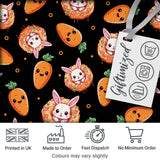 Cute Carrot Bunny Donut Easter Dessert Black Background Seamless Pattern Digital Print Fabric by the Metre UK Sewing Quilting Textile