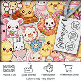 Easter Bunny Donut Basket Kawaii Pastel Cream Background Seamless Pattern Digital Print Fabric by the Metre UK Sewing Quilting Textile