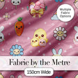 Easter Chick Bunny Carrot Rainbow Rose Pink Background Seamless Pattern Digital Print Fabric by the Metre UK Sewing Quilting Textile