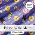 Cute Easter Bunny Ice Cream Donut Chick Kawaii Purple Star Background Seamless Pattern Digital Print Fabric by the Metre UK