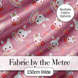 Cute Strawberry Bunny Cake Dessert Pink Background Seamless Pattern Digital Print Fabric by the Metre UK Sewing Quilting Textile