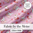 Cute Strawberry Bunny Cake Dessert Rose Background Seamless Pattern Digital Print Fabric by the Metre UK Sewing Quilting Textile